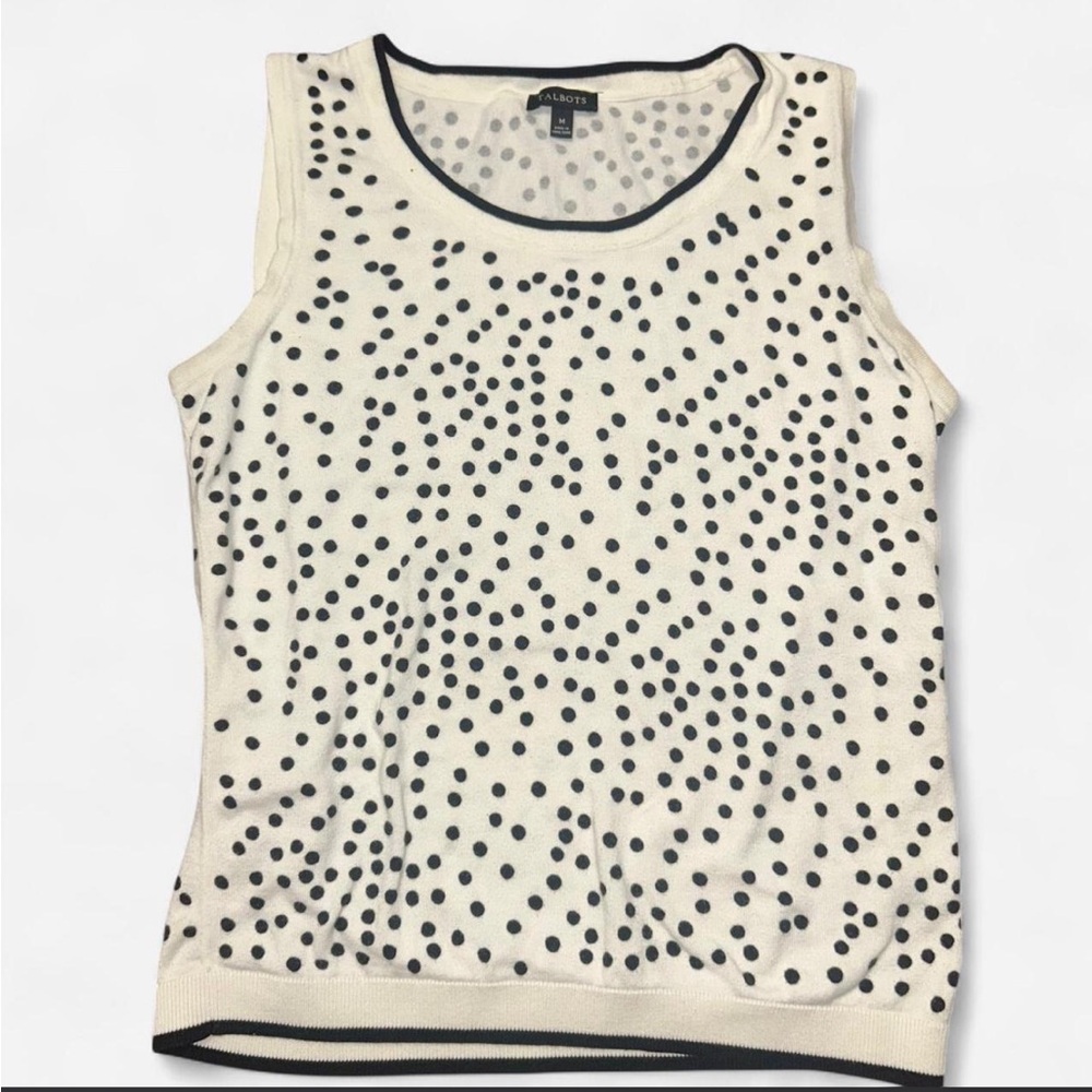 Talbots Black and White Polka Dot Tank Top
